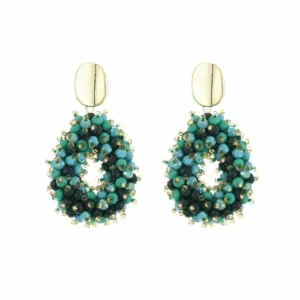 Statement earring groene kraaltjes.